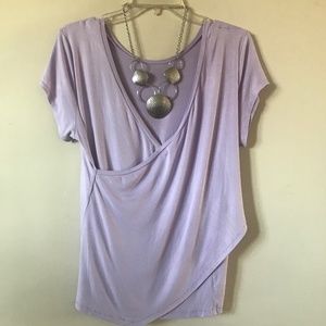 Tahari Wrap Top. Light Violet. Medium.